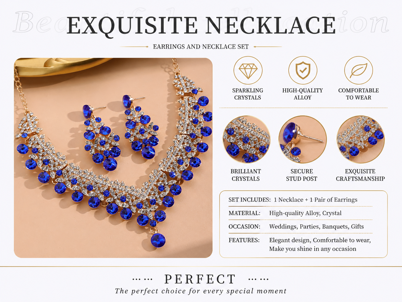 Luxury Rhinestone Statement Necklace Set for Women