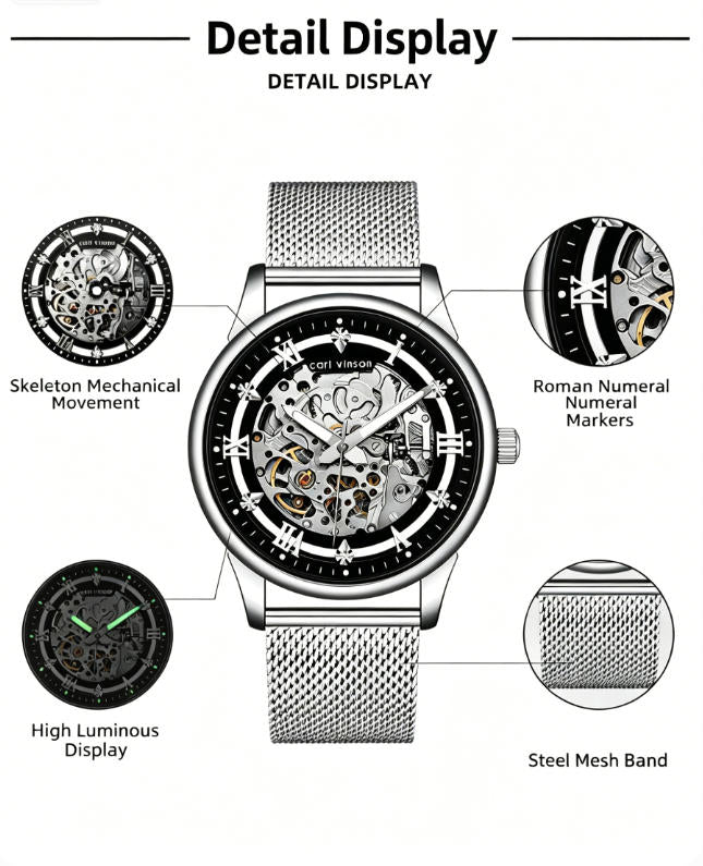 Men's Business Quartz Watch Stainless Steel Waterproof Wristwatch