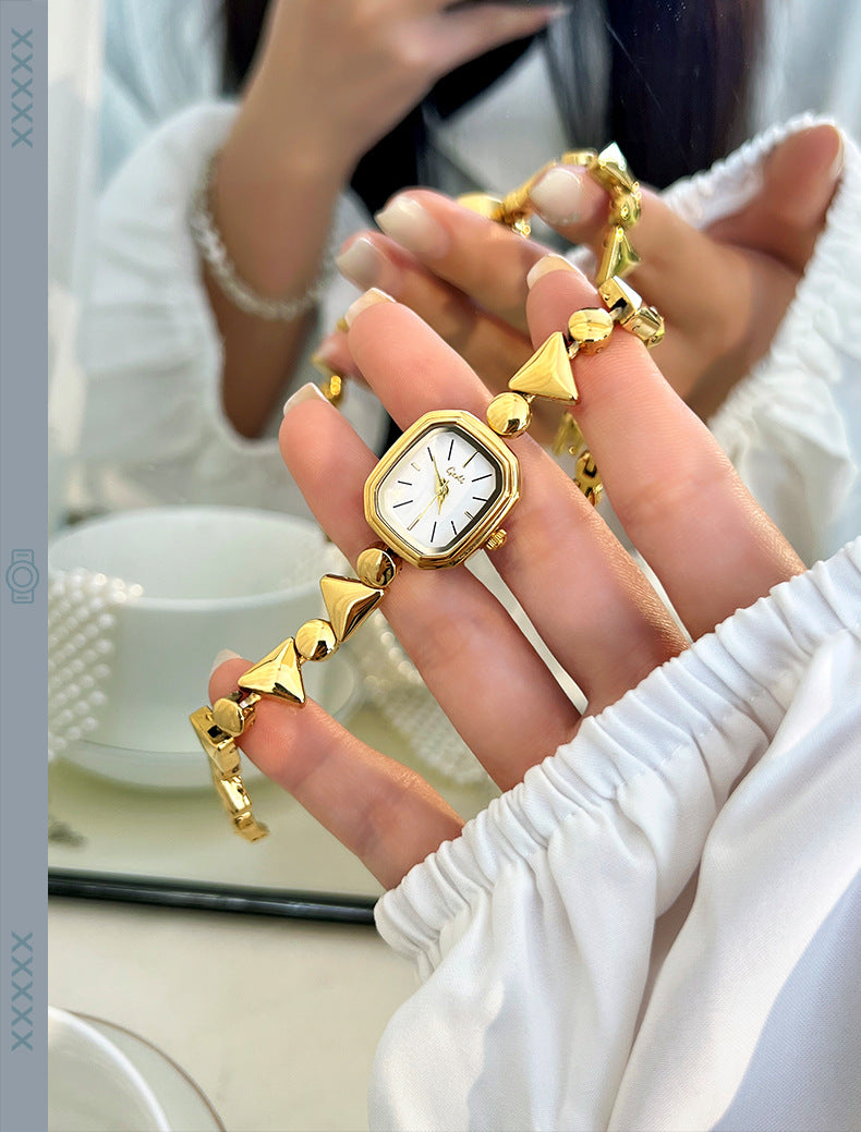 Vintage Square Quartz Watch for Women - 3ATM Waterproof Alloy Bracelet Wristwatch