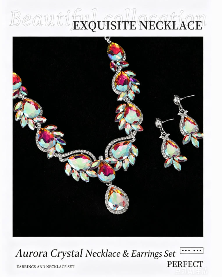 Luxury Aurora Crystal Necklace Set for Women